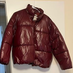 Women's Burgundy Puffer Jacket